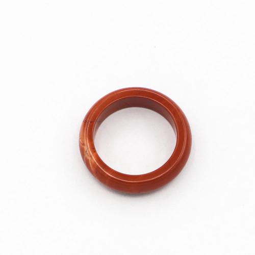 Natural Gemstone Finger Ring Red Jasper Donut fashion jewelry & Unisex red 6mm Sold By PC