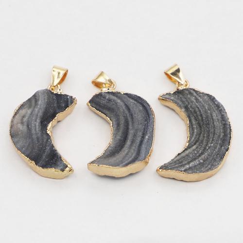 Agate Jewelry Pendants with Iron & 304 Stainless Steel Moon gold color plated DIY mmu00d720-25mmu00d75-10mm Sold By PC