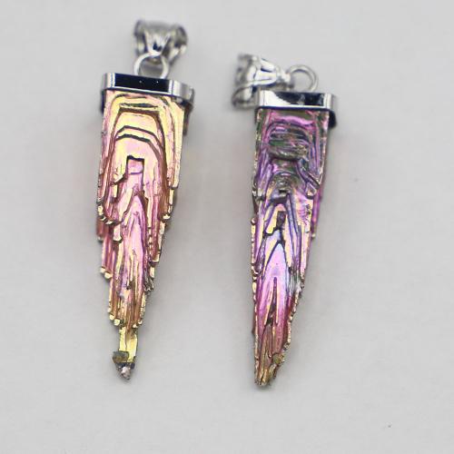 Gemstone Pendants Jewelry Bismuth Ore with 304 Stainless Steel DIY nickel lead & cadmium free u00d78-10u00d74-10mm Sold By PC