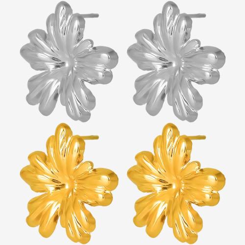 Stainless Steel Stud Earrings 304 Stainless Steel Flower Vacuum Ion Plating fashion jewelry & for woman Sold By Pair