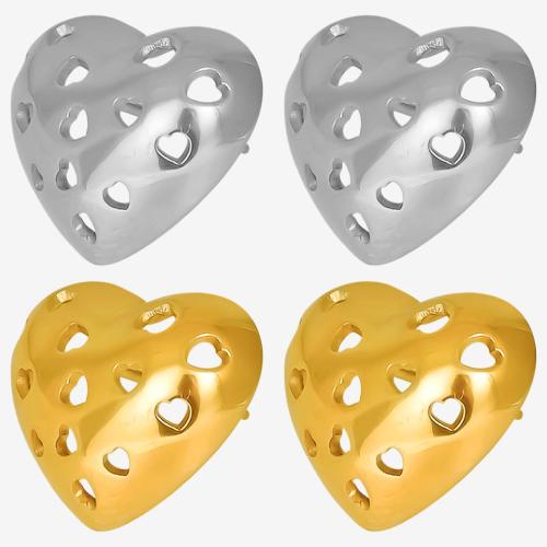 Stainless Steel Stud Earrings 304 Stainless Steel Heart Vacuum Ion Plating fashion jewelry & for woman Sold By Pair