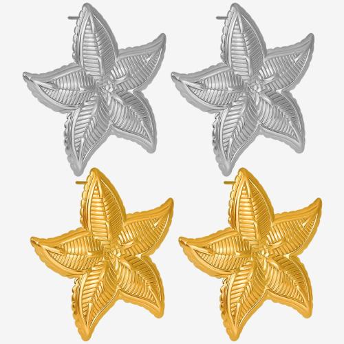 Stainless Steel Stud Earrings 304 Stainless Steel Starfish Vacuum Ion Plating fashion jewelry & for woman Sold By Pair