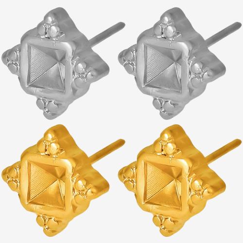 Stainless Steel Stud Earrings 304 Stainless Steel Rhombus Vacuum Ion Plating fashion jewelry & for woman Sold By Pair