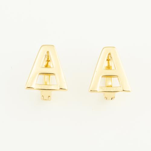 Brass Leverback Earring Alphabet Letter gold color plated & for woman nickel lead & cadmium free Sold By Pair