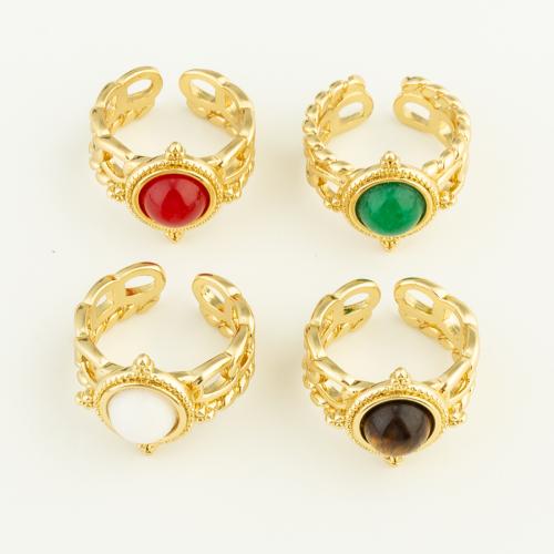 Messing ringen, met Hars, gold plated, voor vrouw, meer kleuren voor de keuze, nikkel, lood en cadmium vrij, 25x21x16mm, Verkocht door PC