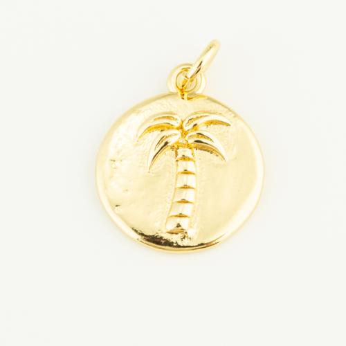 Brass Jewelry Pendants Round gold color plated DIY nickel lead & cadmium free Sold By PC