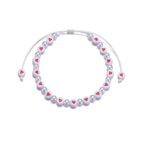 Fashion Jewelry Anklet Wax Cord with Resin & Plastic Pearl white Sold By PC