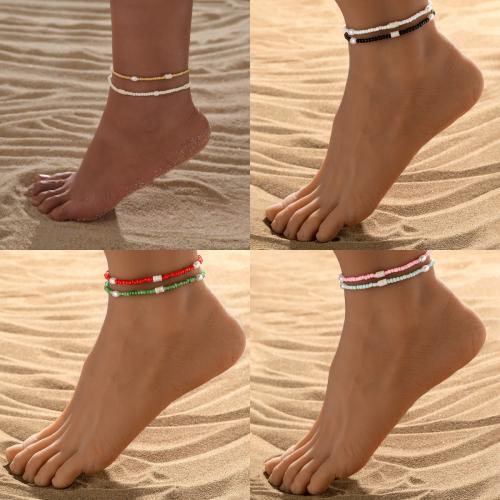 Fashion Jewelry Anklet Seedbead with Plastic Pearl 2 pieces Sold By Set