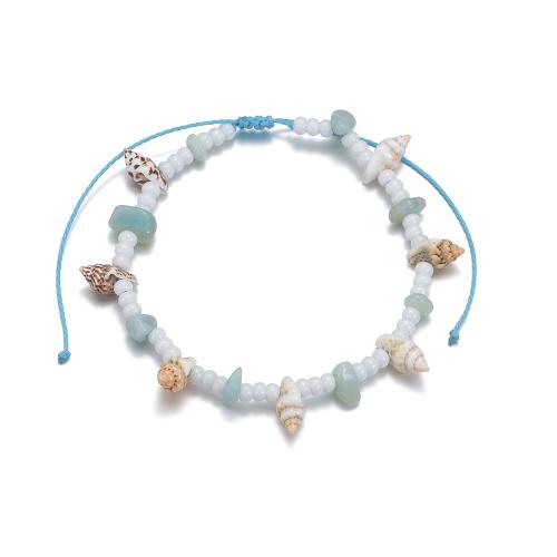 Mode sieraden enkelband, Nylon Koord, met Seedbead & Edelsteen & Schelp, gemengde kleuren, Verkocht door PC