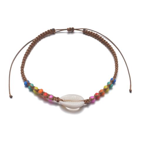 Mode Smycken Anklet, Vax, med Seedbead & Shell, blandade färger, Säljs av PC