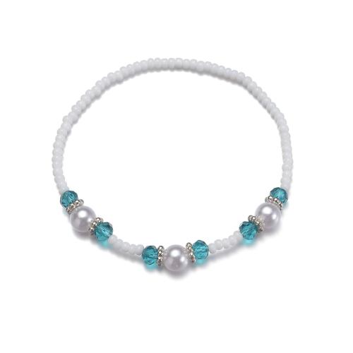 Fashion Jewelry Anklet Seedbead with Crystal & Plastic Pearl white Sold By PC