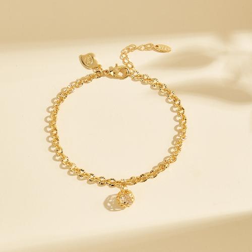 Cúbicos Circonia pulsera Latón Micro pavimenta, metal, chapado, micro arcilla de zirconia cúbica & para mujer, dorado, Vendido por UD