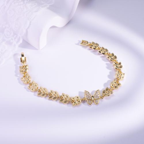 Cubic Zirconia Micro Pave Brass Bracelet plated & micro pave cubic zirconia & for woman gold Sold By PC