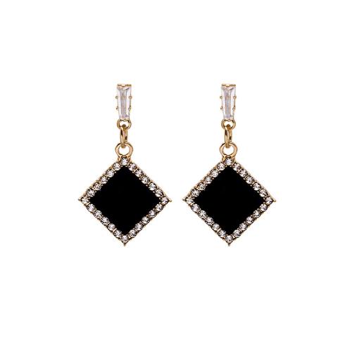 Zinklegering oorknoppen, Zinc Alloy, micro pave zirconia & voor vrouw & glazuur, gouden, Verkocht door pair