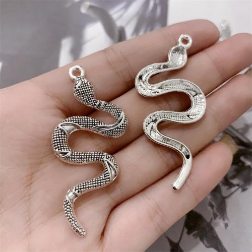 In lega di zinco animali pendenti, lega in zinco, Serpente, placcato argento antico, DIY, 53x24mm, 100PC/borsa, Venduto da borsa