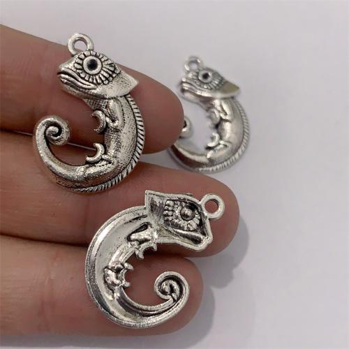 Zinc Alloy Animal Pendants Chameleon antique silver color plated DIY Sold By Bag