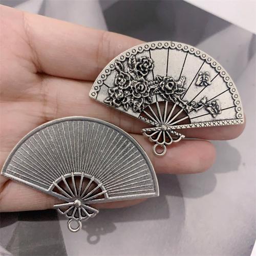 Zinklegering Hangers, Zinc Alloy, Fan, antiek zilver plated, DIY, 54x39mm, 100pC's/Bag, Verkocht door Bag