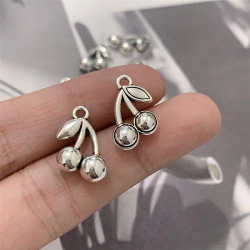 Zinc Alloy Fruit Shape Pendants Cherry antique silver color plated DIY Sold By Bag