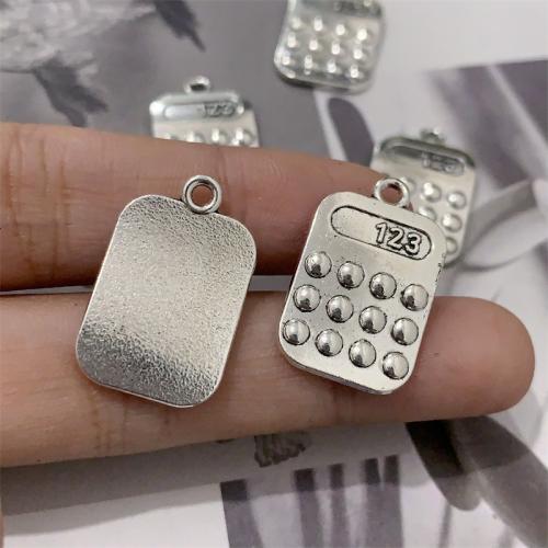 Zinc Alloy Pendler, Lommeregner, antik sølv farve forgyldt, du kan DIY, 15x24mm, 100pc'er/Bag, Solgt af Bag