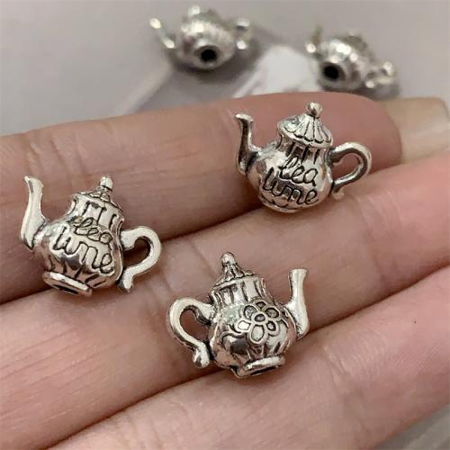 Zinc Alloy Pendants Teapot antique silver color plated DIY Sold By Bag