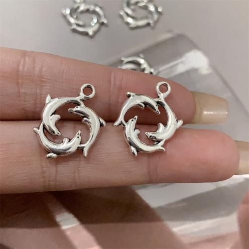 Zinc Alloy Animal Pendants Dolphin antique silver color plated DIY Sold By Bag