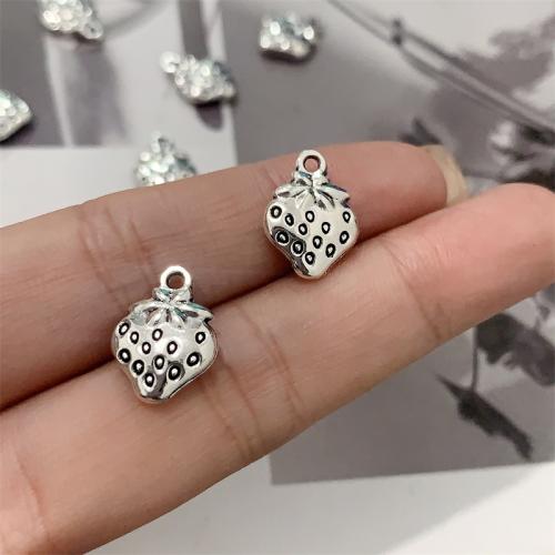 Zinc Alloy Fruit Shape Pendants Strawberry antique silver color plated DIY Sold By Bag