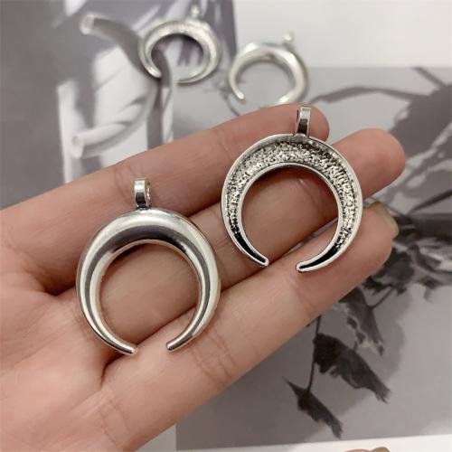 Zinc Alloy Moon Pendants antique silver color plated DIY Sold By Bag