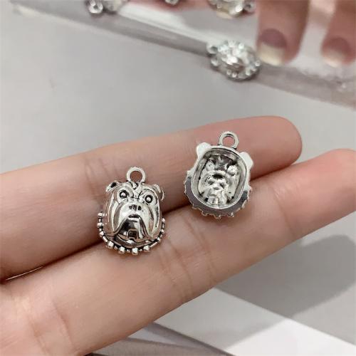 Zinc Alloy Animal Pendants Dog antique silver color plated DIY Sold By Bag