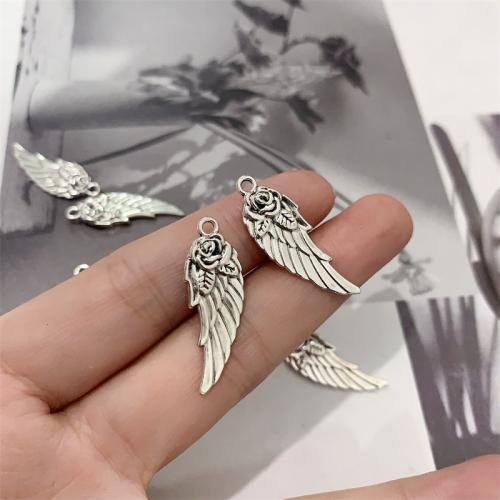 Vingeformet Zinc Alloy Pendler, Wing Shape, antik sølv farve forgyldt, du kan DIY, 30x11mm, 100pc'er/Bag, Solgt af Bag