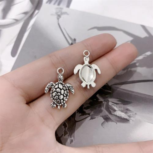 Zinc Alloy Animal Pendants Turtle antique silver color plated DIY Sold By Bag