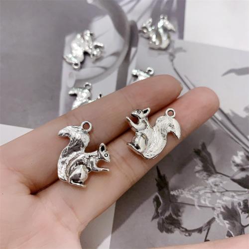 Zinc Alloy Animal Pendler, Squirrel, antik sølv farve forgyldt, du kan DIY, 21x21mm, 100pc'er/Bag, Solgt af Bag