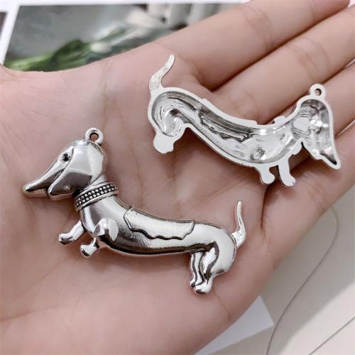 In lega di zinco animali pendenti, lega in zinco, Cane, placcato argento antico, DIY, 56x29mm, 100PC/borsa, Venduto da borsa