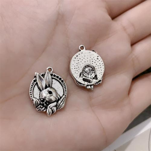 Sinkkiseos Animal riipukset, Kani, antiikki hopea päällystetty, tee-se-itse, 17x22mm, 100PC/laukku, Myymät laukku