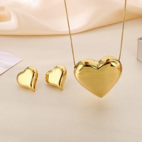 Fashion Stainless Steel Jewelry Sets Stud Earring & necklace 304 Stainless Steel Vacuum Ion Plating & for woman Sold By PC