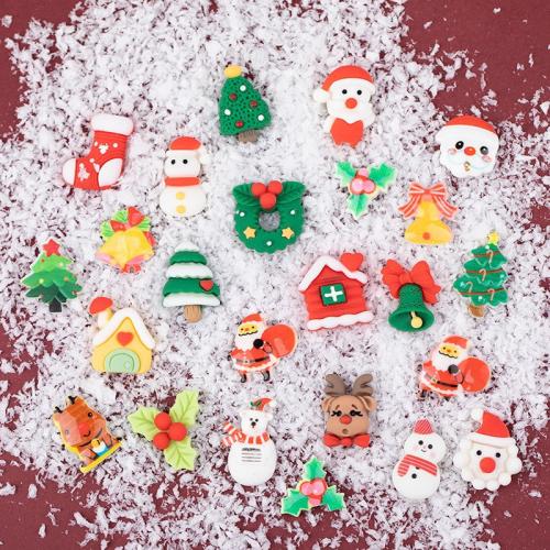 Mobile Phone DIY Decoration Resin random style & 4 pieces & Christmas Design Random Color 16-26mm Sold By Set