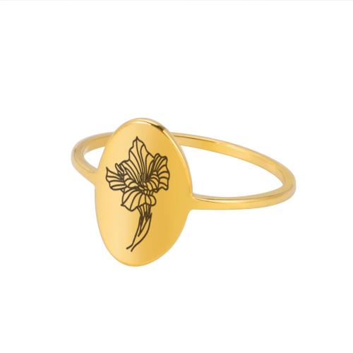 Anillo de dedo de acero inoxidable, acero inoxidable 304, 18K chapado en oro, Joyería & diverso tamaño para la opción & diferentes patrones para la opción & para mujer, dorado, Vendido por UD