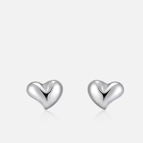 925 Sterling Silver Stud Earrings Heart fashion jewelry & for woman Sold By Pair