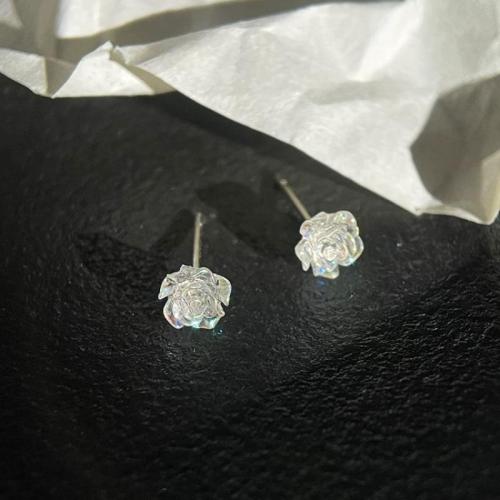 925 Sterling Silver Stud Earrings Flower fashion jewelry & for woman Sold By Pair