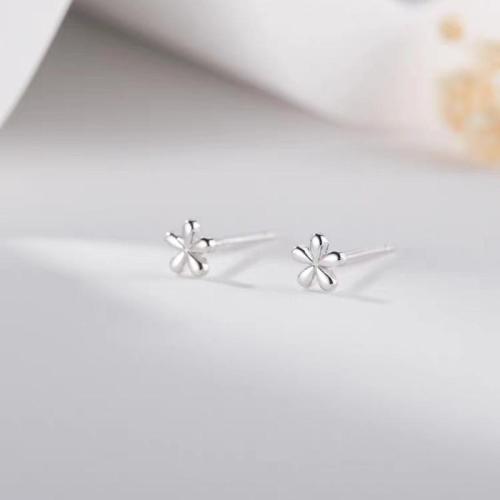 925 Sterling Silver Stud Earrings Flower fashion jewelry & for woman Sold By Pair