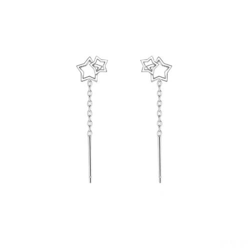 925 Sterling Silver Snáithe Trí Earrings, jewelry faisin & do bhean, 4.50x25mm, Díolta De réir Péire