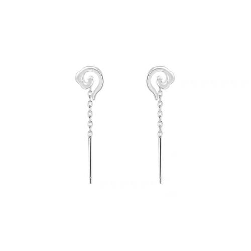 925 Sterling Silver Thread Through Earrings fashion jewelry & for woman 25mm Sold By Pair