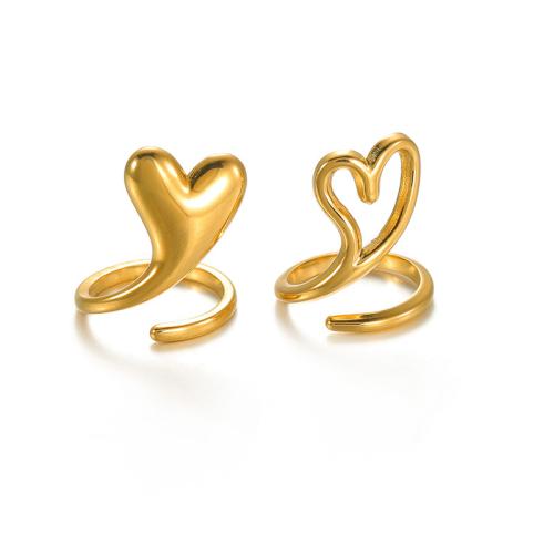 Stainless Steel Finger Ring 304 Stainless Steel Heart 18K gold plated fashion jewelry & for woman golden Sold By PC