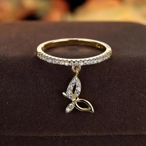 Cubic Zirconia Micro Pave Brass Ring Butterfly & micro pave cubic zirconia & for woman Sold By PC