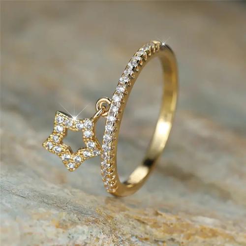 Cubic Zirconia Micro Pave Brass Ring Star & micro pave cubic zirconia & for woman Sold By PC