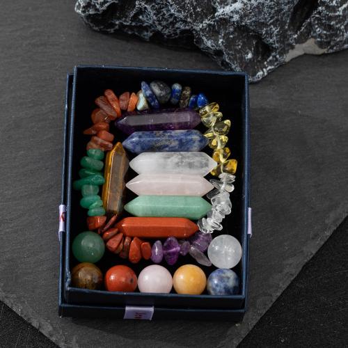 Natural Stone Boxed Decoration Gemstone with paper box mixed colors nickel lead & cadmium free Sold By Box