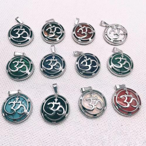 Gemstone Pendants Jewelry Natural Stone with Zinc Alloy silver color plated DIY nickel lead & cadmium free 25mm Sold By PC