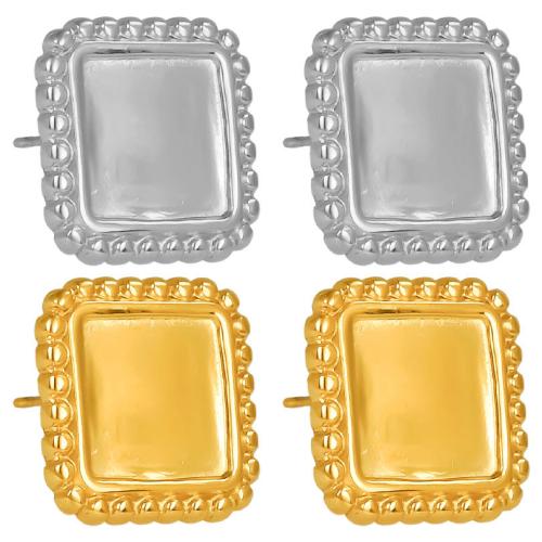 Stainless Steel Earring Stud Component 304 Stainless Steel Square Vacuum Ion Plating DIY & for woman Inner Approx 10mm Sold By Pair