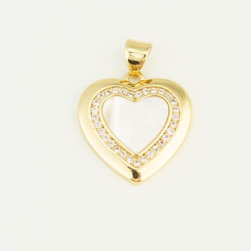 Brass Heart Pendants with Shell gold color plated DIY white nickel lead & cadmium free Sold By PC