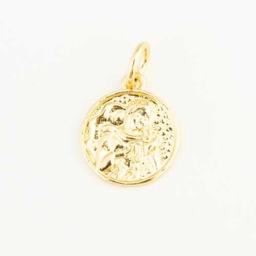 Brass Jewelry Pendants Round gold color plated DIY nickel lead & cadmium free Sold By PC