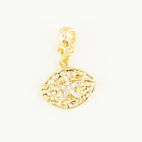 Cubic Zirconia Micro Pave Brass Pendant gold color plated DIY & micro pave cubic zirconia nickel lead & cadmium free Sold By PC